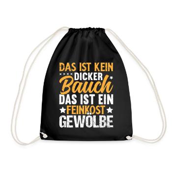 Humorous saying about the belly - Drawstring Bag - black - Front