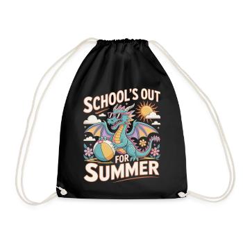 SCHOOL'S OUT FOR SUMMER Funny retro design - Drawstring Bag - black - Front
