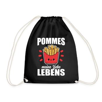 Pommes Pommesbuden Brater - Turnbeutel - Schwarz - Vorne