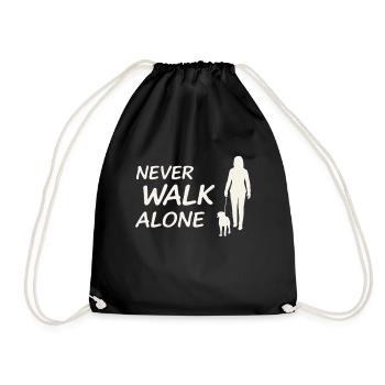 Never Walk Alone – Woman with Dog - Drawstring Bag - black - Front