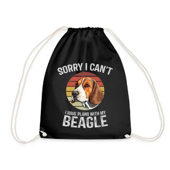 Illustration humoristique de beagle avec coucher de soleil rétro - Sac de sport léger - noir - Devant