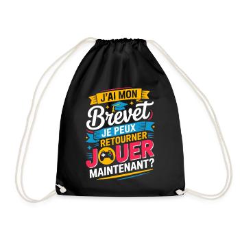 I have my patent I can go back to play gamer - Drawstring Bag - black - Front