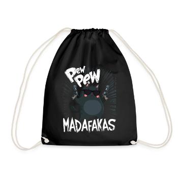 Pew Pew Madafakas Drôle de chat avec dicton - Sac de sport léger - noir - Devant