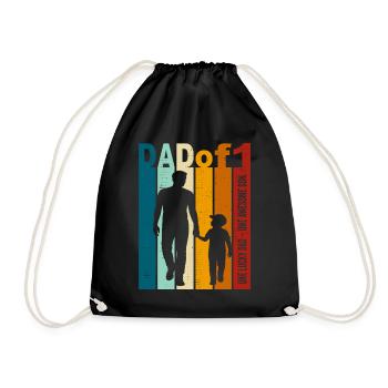 Cadeau papa et fils – Design vintage pour la fête des pères - Sac de sport léger - noir - Devant