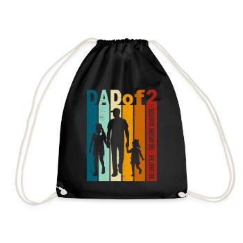 Papa & Töchter Geschenk Vintage Design Vatertag - Turnbeutel - Schwarz - Vorne