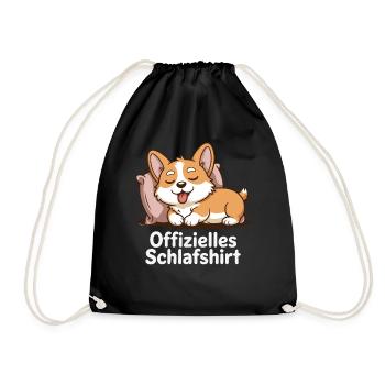 Offizielles Schlafshirt Corgi - Turnbeutel - Schwarz - Vorne