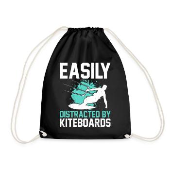 Kitesurfer - Easily distracted by Kiteboards - Drawstring Bag - black - Front