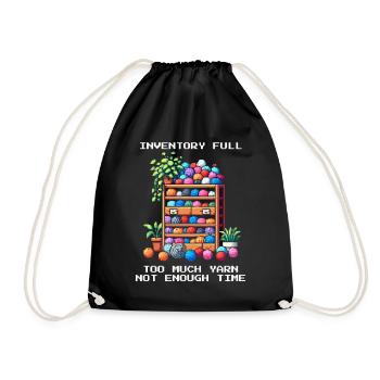 Inventory Full | Too much wool | Crochet - Drawstring Bag - black - Front