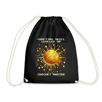 Crochet Skill Level Up | Master Handmade Wool - Drawstring Bag - black - Front
