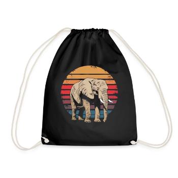 Retro Vintage Elephant Wildlife Nature Elephant - Turnbeutel - Schwarz - Vorne