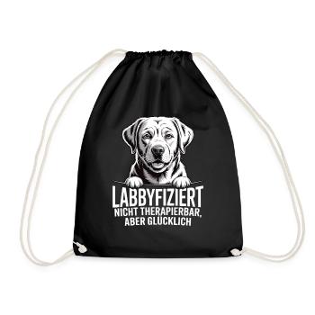 Labbyfiziert – Einmal Labrador, fürimmer glücklich - Turnbeutel - Schwarz - Vorne
