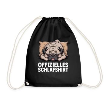 Offizielles Schlafshirt Mops Edition - Turnbeutel - Schwarz - Vorne