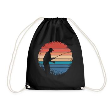 Retro Vintage Fishing Outdoors Fishing Lover Gifts - Drawstring Bag - black - Front