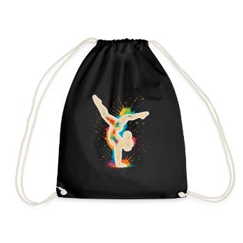 Gymnast Handstand – Colorful Splash Design - Drawstring Bag - black - Front