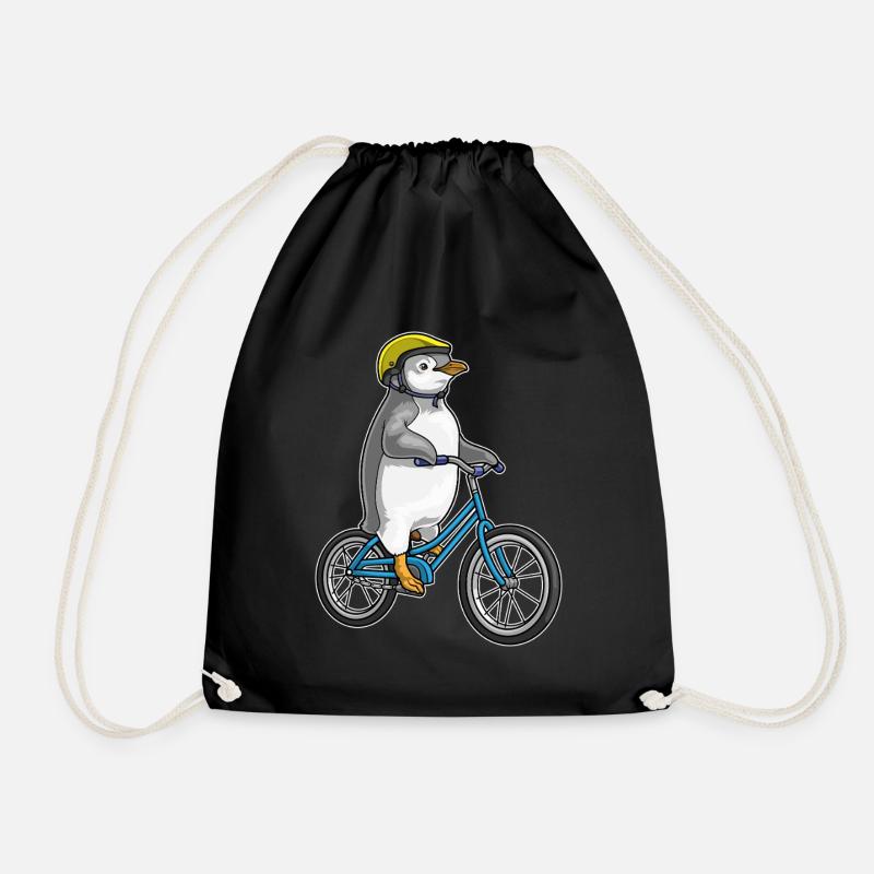 Pinguin Fahrrad - Turnbeutel - Schwarz