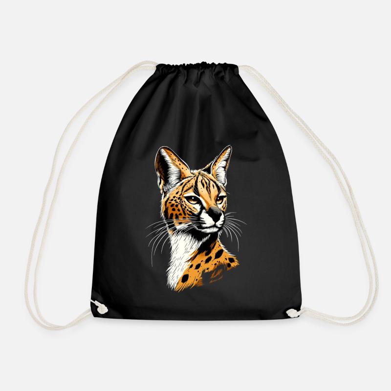 Serval Raubkatze Afrika Savannah Leopard Katzen - Turnbeutel - Schwarz