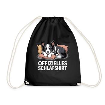 Offizielles Schlafshirt Border Collie - Turnbeutel - Schwarz - Vorne