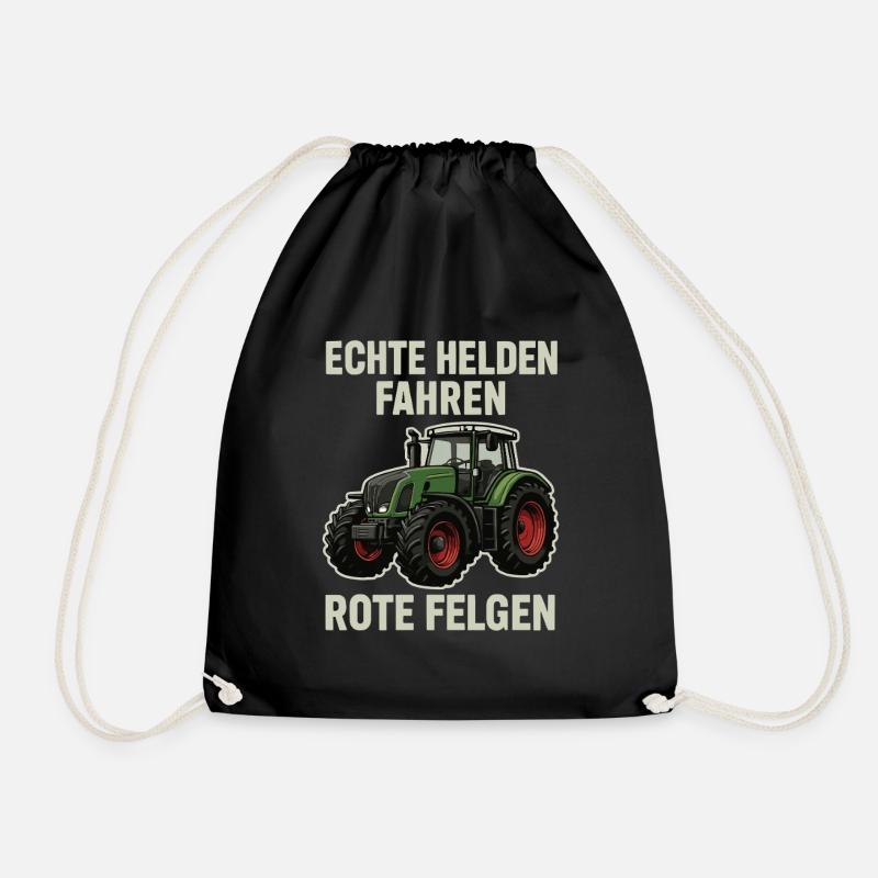 Echte Helden fahren Traktor - Turnbeutel - Schwarz