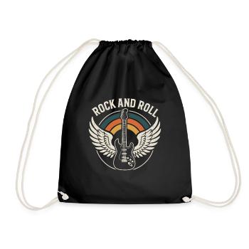 Rock and Roll Guitar Retro - Drawstring Bag - black - Front