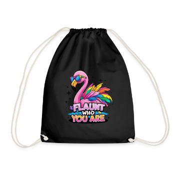 Colorful Flamingo – Be Proud of How You Are - Drawstring Bag - black - Front