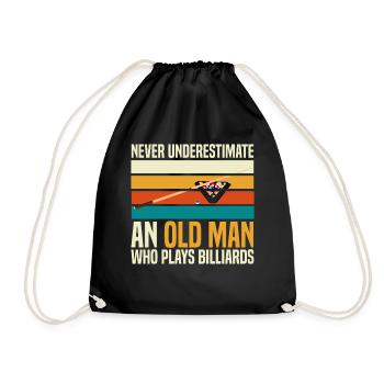 Never Underestimate An Old Man Billiards - Turnbeutel - Schwarz - Vorne