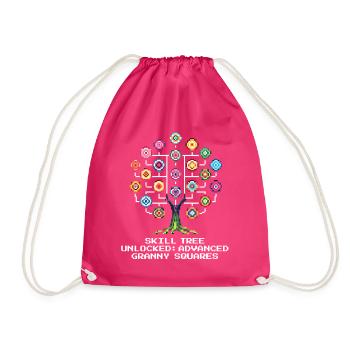 Skill Tree: Granny Squares | Crochet - Drawstring Bag - fuchsia - Front