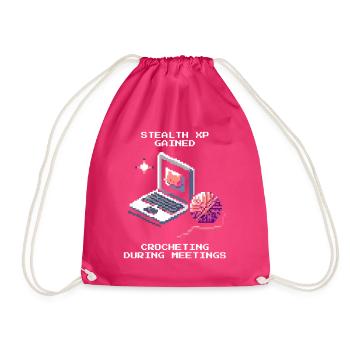 Meeting: Crochet camouflaged | Stitches Yarn Handmade - Drawstring Bag - fuchsia - Front