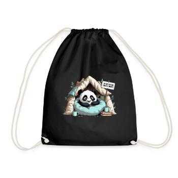 Panda in Reading Cave – Do Not Disturb! - Drawstring Bag - black - Front