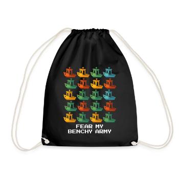 Benchy Army | 3D Printing Test Model Calibration - Drawstring Bag - black - Front