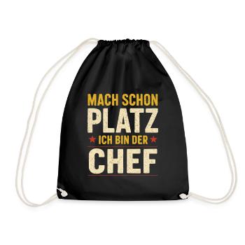 Ich bin der Chef – Spruch - Turnbeutel - Schwarz - Vorne