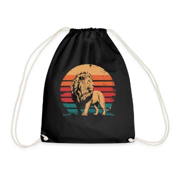 Retro Vintage Lion Wildlife Animal Lover Lion Gift - Drawstring Bag - black - Front