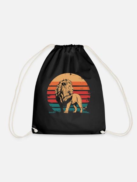 Retro Vintage Lion Wildlife Animal Lover Lion Gift - Turnbeutel - Schwarz
