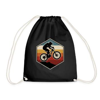 Mountainbike Berge Retro - Turnbeutel - Schwarz - Vorne