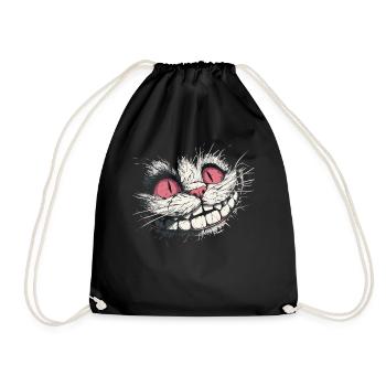 Verrücktes Grinsekatzen-Gesicht – Dark Art Style - Turnbeutel - Schwarz - Vorne