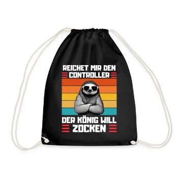 Funny Sloth Saying for Gamblers - Drawstring Bag - black - Front