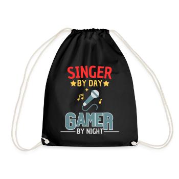 Singer and Gamer Saying Gamer Humor - Drawstring Bag - black - Front