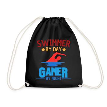 Funny Gambler Swimmer Gamer Saying - Drawstring Bag - black - Front