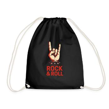 Rock & Roll Hand Signals – Metal Style - Drawstring Bag - black - Front