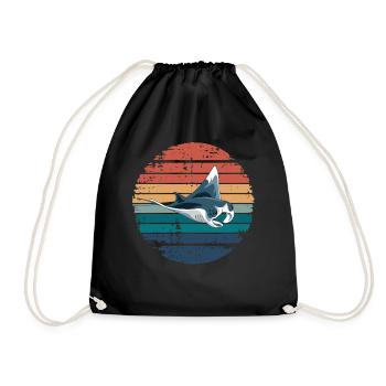 Manta Ray Retro Vintage Ocean Animal Sea Lover - Turnbeutel - Schwarz - Vorne
