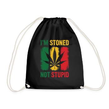 Im stoned not stupid - Drawstring Bag - black - Front