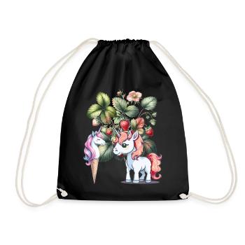 Fraise Licorne Enfants Filles Femmes Teen - Sac de sport léger - noir - Devant