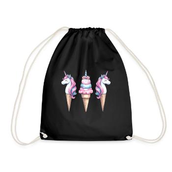 Retro Unicorns Cream Cream Cream Kids Child - Drawstring Bag - black - Front