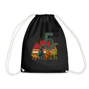 Dino Anniversaire 5 ans Rétro dinosaure cadeau - Sac de sport léger - noir - Devant