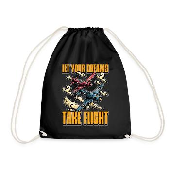 Aerobatic Pilot Let Your Dreams Take Aeroplane - Drawstring Bag - black - Front