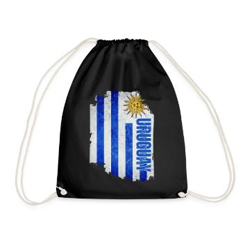 Vertical Uruguay flag, Uruguayan pride - Drawstring Bag - black - Front