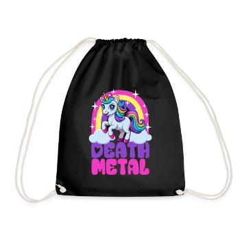 Einhorn Death Metal - Heavy Metal - Spruch - Turnbeutel - Schwarz - Vorne
