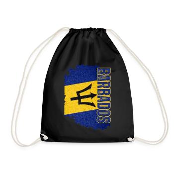 Aufrechte Barbados-Flagge, ich liebe Barbados - Turnbeutel - Schwarz - Vorne