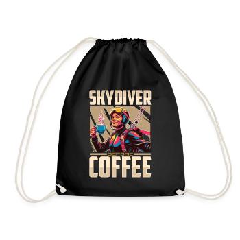 Skydiver Before Coffee Parachuting Coffee Lover - Drawstring Bag - black - Front