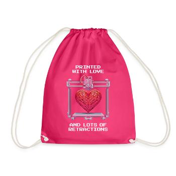 Printed with Love | Retraction Quality 3D Printing - Drawstring Bag - fuchsia - Front