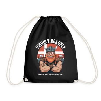 Viking Vibes Only Cooler Cartoon Dänemark Wikinger - Turnbeutel - Schwarz - Vorne